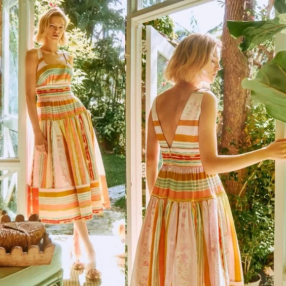 Hunter Bell Mara Abstract Stripe Midi Dress NWT Size 4 - Picture 2 of 14